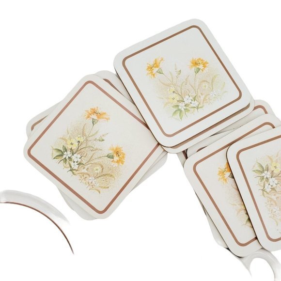 Vtg St. Michael Floral Tea Time Melamine Pot Trivet‎  Teabag Plate & 10 Coasters - Picture 7 of 7